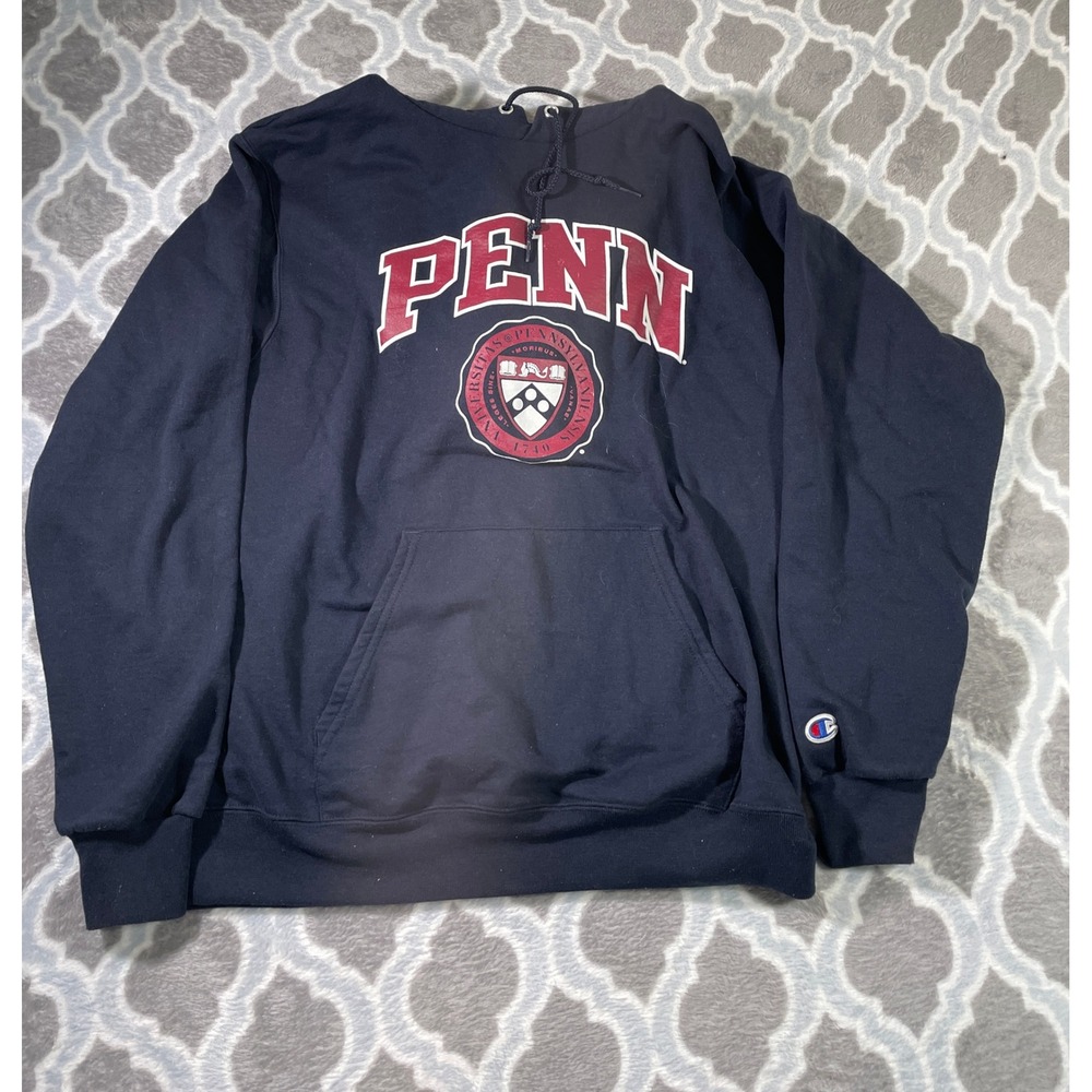 Champion Hoodie Men M Navy Blue UPenn University of Pennsylvania Pullover
